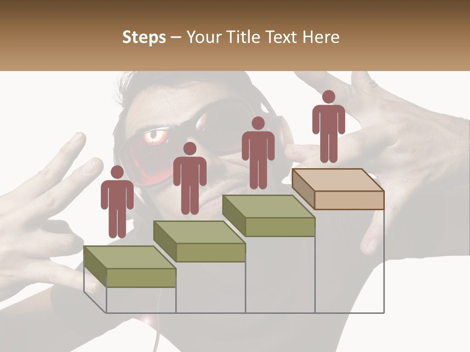 A Man With Headphones And Sunglasses Listening To Music PowerPoint Template