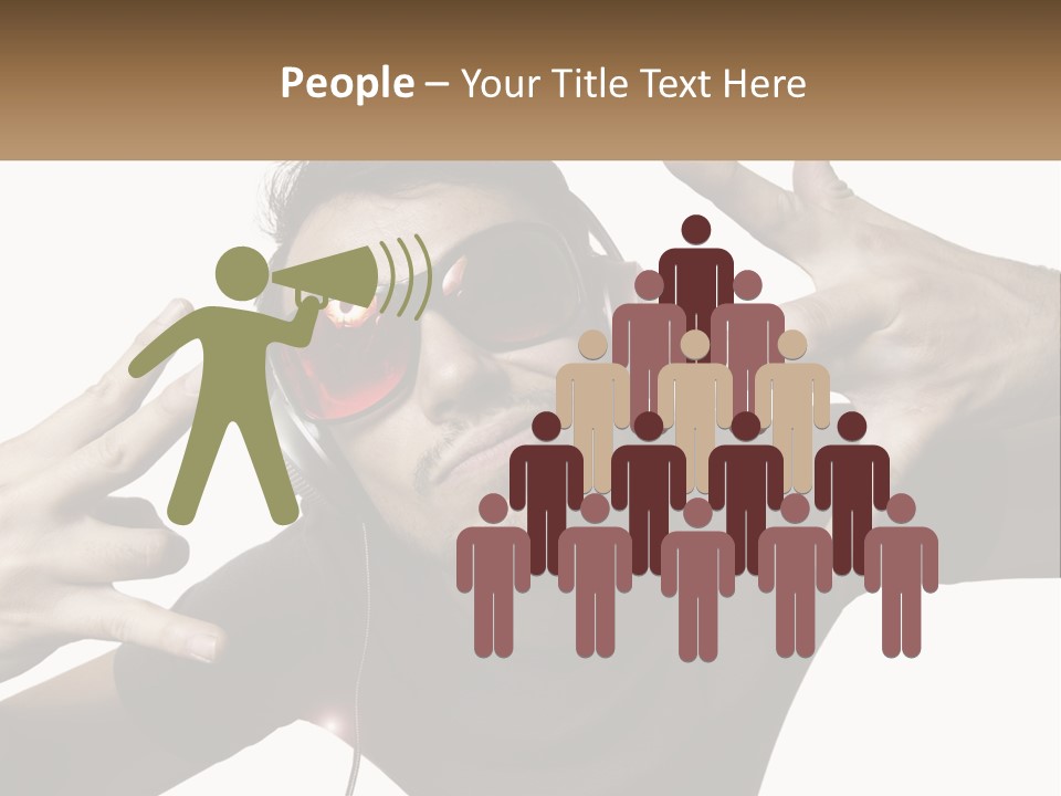 A Man With Headphones And Sunglasses Listening To Music PowerPoint Template