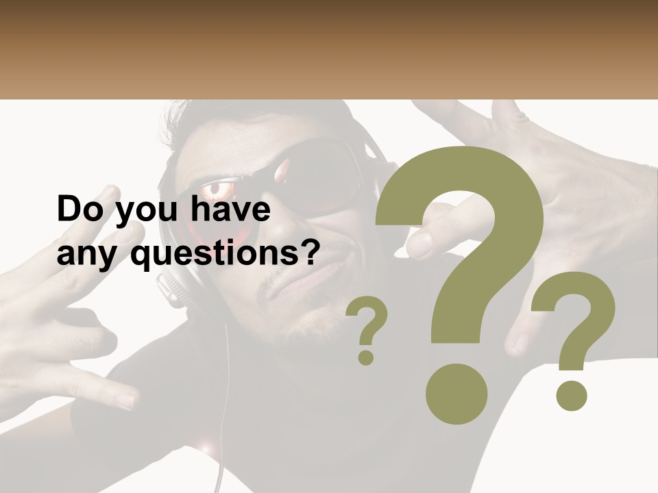 A Man With Headphones And Sunglasses Listening To Music PowerPoint Template