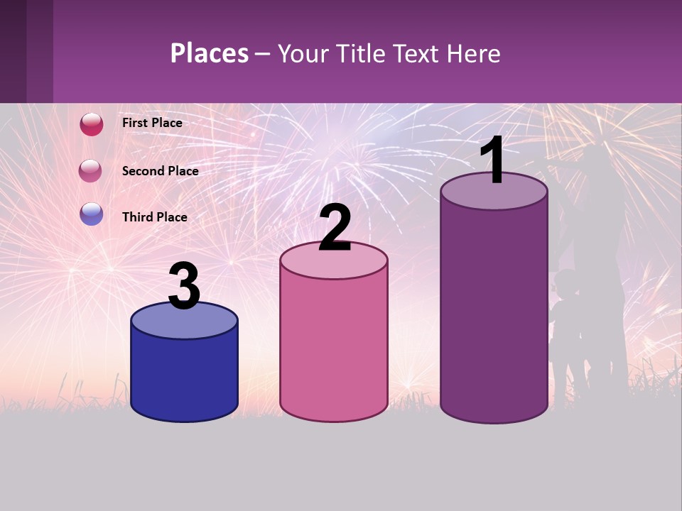 A Group Of People Standing Next To Each Other In Front Of Fireworks PowerPoint Template