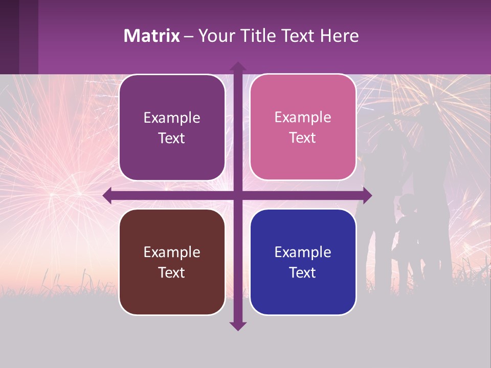 A Group Of People Standing Next To Each Other In Front Of Fireworks PowerPoint Template