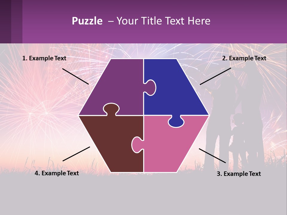 A Group Of People Standing Next To Each Other In Front Of Fireworks PowerPoint Template