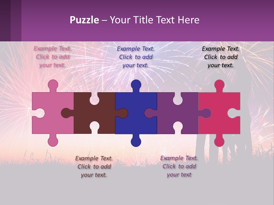 A Group Of People Standing Next To Each Other In Front Of Fireworks PowerPoint Template