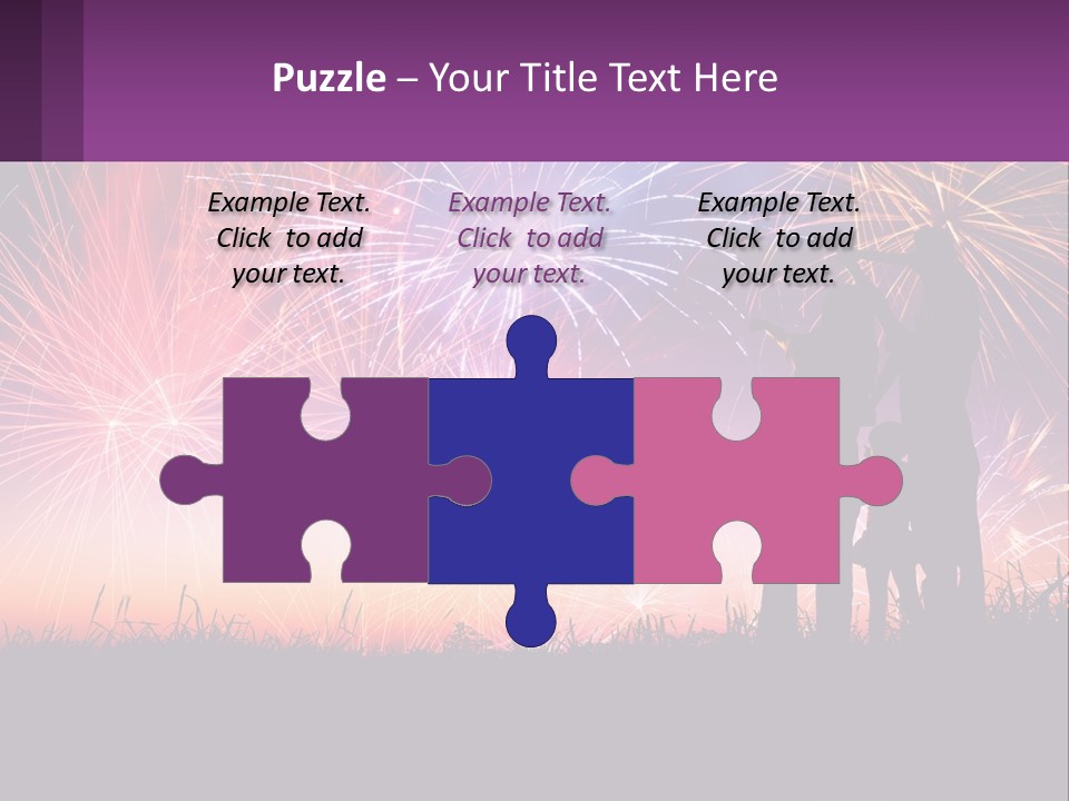 A Group Of People Standing Next To Each Other In Front Of Fireworks PowerPoint Template