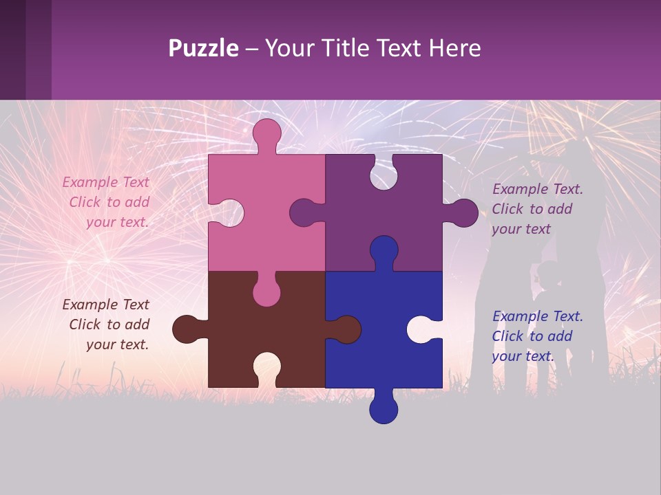 A Group Of People Standing Next To Each Other In Front Of Fireworks PowerPoint Template