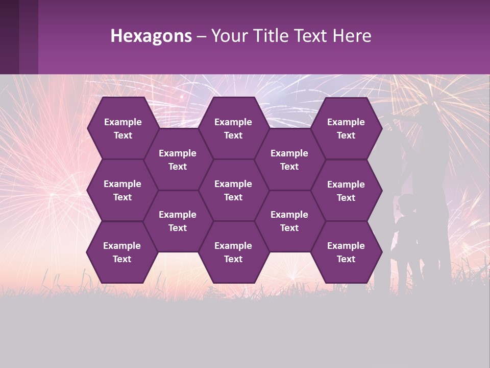 A Group Of People Standing Next To Each Other In Front Of Fireworks PowerPoint Template