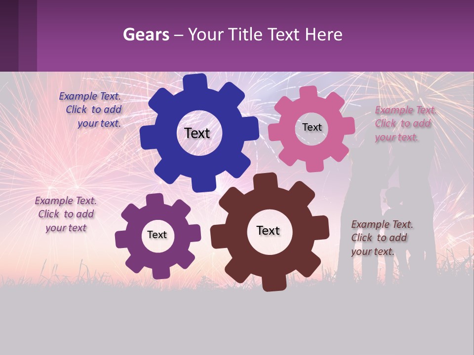A Group Of People Standing Next To Each Other In Front Of Fireworks PowerPoint Template