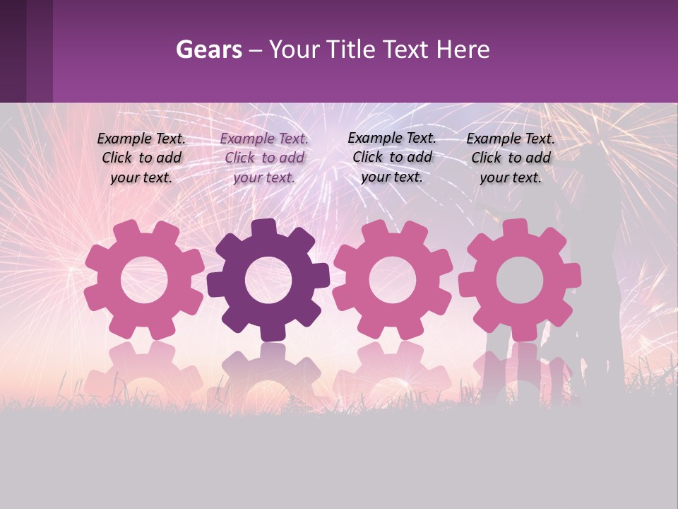 A Group Of People Standing Next To Each Other In Front Of Fireworks PowerPoint Template