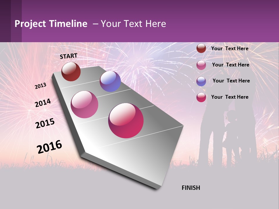A Group Of People Standing Next To Each Other In Front Of Fireworks PowerPoint Template