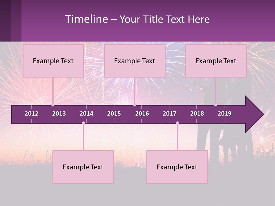 A Group Of People Standing Next To Each Other In Front Of Fireworks PowerPoint Template