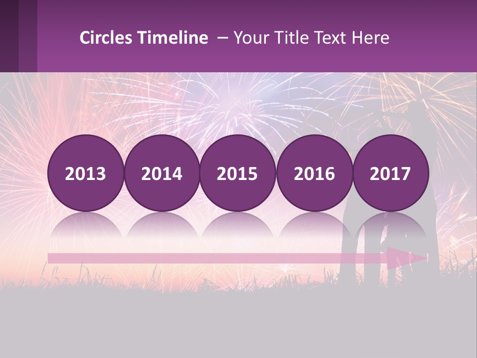 A Group Of People Standing Next To Each Other In Front Of Fireworks PowerPoint Template