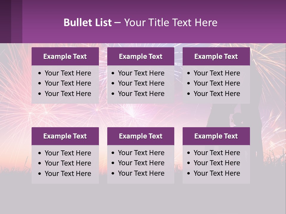 A Group Of People Standing Next To Each Other In Front Of Fireworks PowerPoint Template