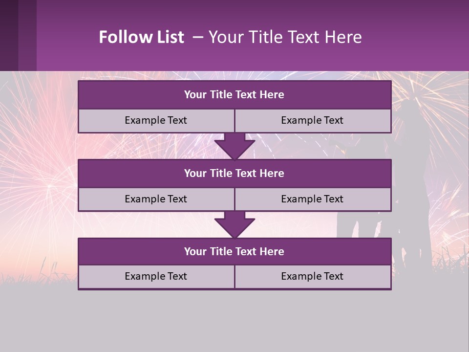A Group Of People Standing Next To Each Other In Front Of Fireworks PowerPoint Template