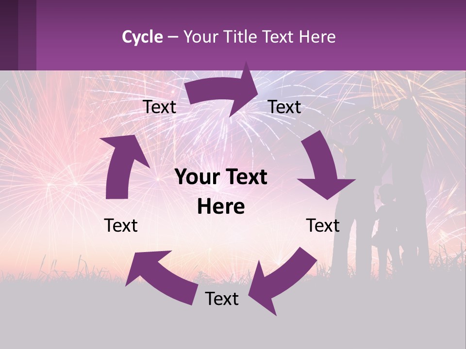 A Group Of People Standing Next To Each Other In Front Of Fireworks PowerPoint Template