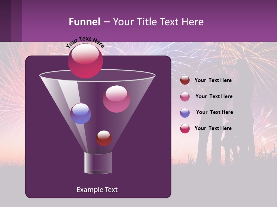 A Group Of People Standing Next To Each Other In Front Of Fireworks PowerPoint Template