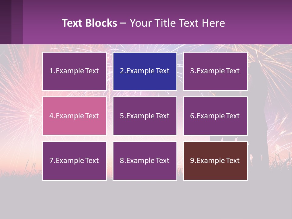 A Group Of People Standing Next To Each Other In Front Of Fireworks PowerPoint Template