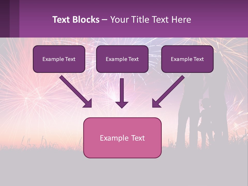 A Group Of People Standing Next To Each Other In Front Of Fireworks PowerPoint Template