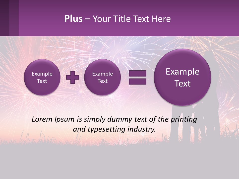 A Group Of People Standing Next To Each Other In Front Of Fireworks PowerPoint Template