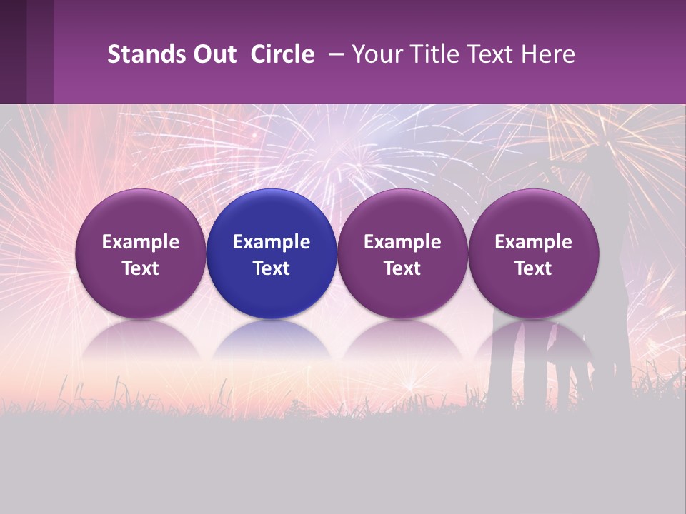 A Group Of People Standing Next To Each Other In Front Of Fireworks PowerPoint Template