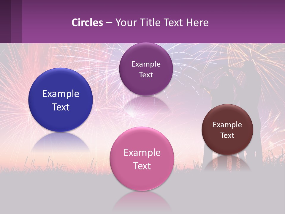 A Group Of People Standing Next To Each Other In Front Of Fireworks PowerPoint Template