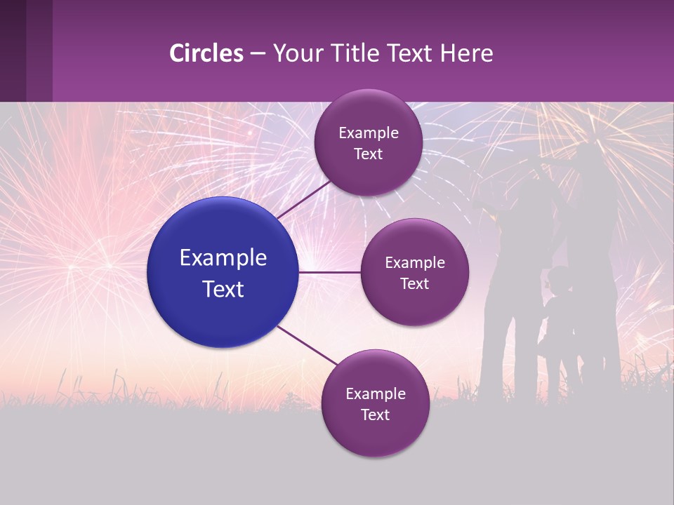A Group Of People Standing Next To Each Other In Front Of Fireworks PowerPoint Template
