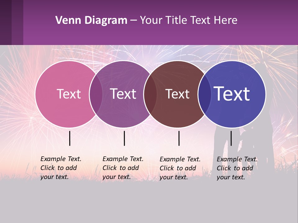 A Group Of People Standing Next To Each Other In Front Of Fireworks PowerPoint Template