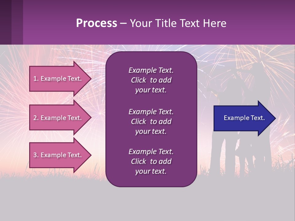 A Group Of People Standing Next To Each Other In Front Of Fireworks PowerPoint Template