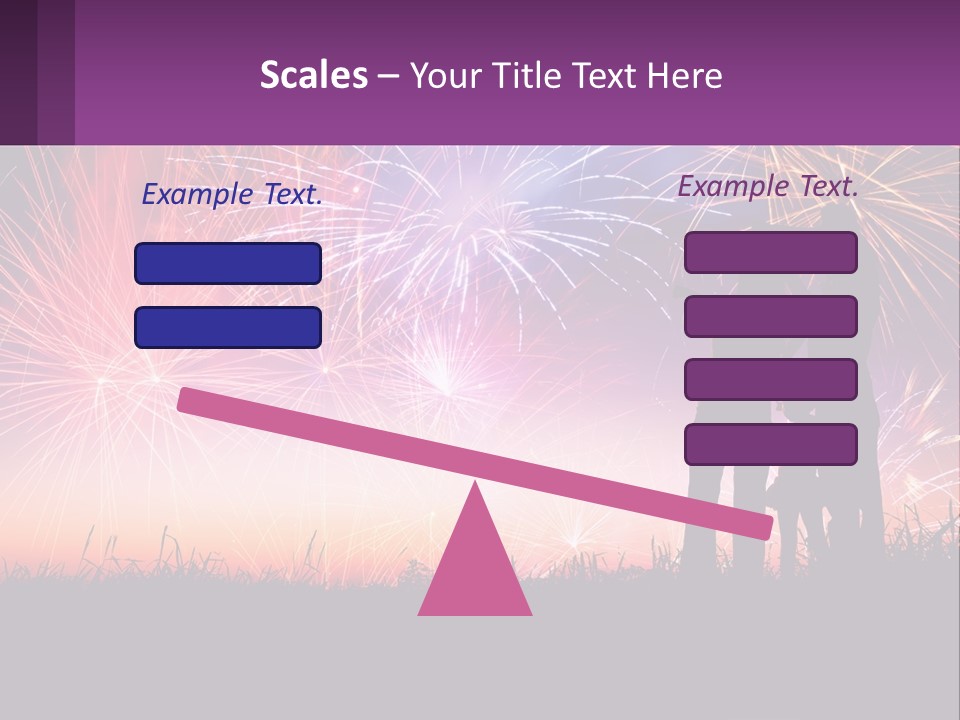 A Group Of People Standing Next To Each Other In Front Of Fireworks PowerPoint Template