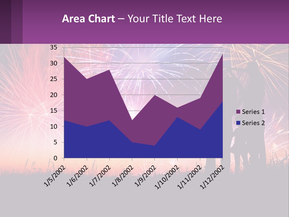 A Group Of People Standing Next To Each Other In Front Of Fireworks PowerPoint Template