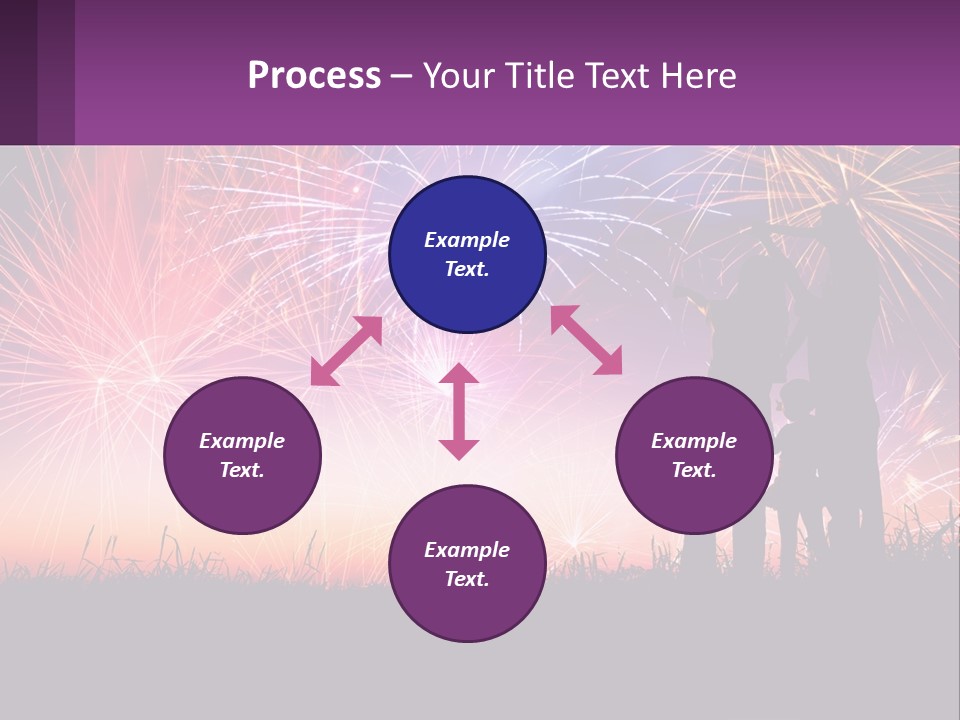 A Group Of People Standing Next To Each Other In Front Of Fireworks PowerPoint Template
