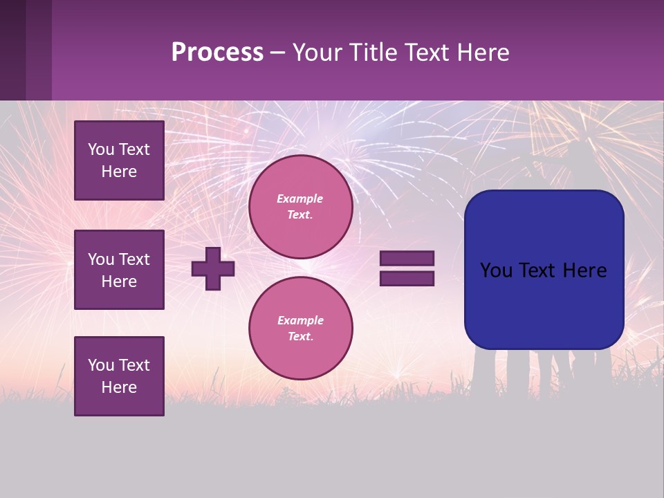 A Group Of People Standing Next To Each Other In Front Of Fireworks PowerPoint Template