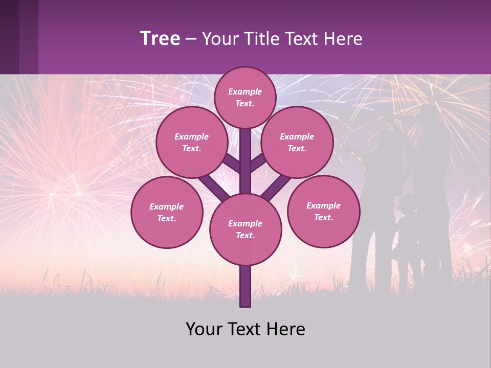 A Group Of People Standing Next To Each Other In Front Of Fireworks PowerPoint Template