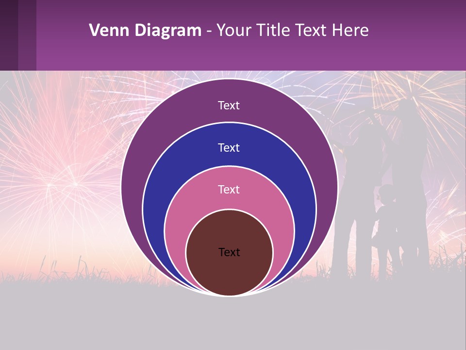 A Group Of People Standing Next To Each Other In Front Of Fireworks PowerPoint Template