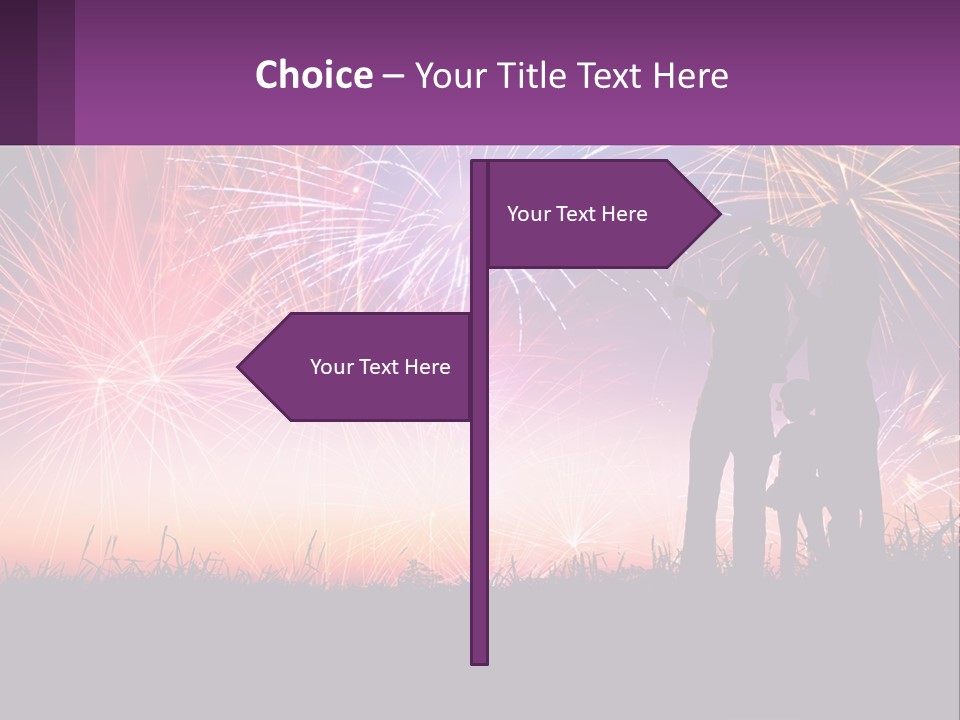 A Group Of People Standing Next To Each Other In Front Of Fireworks PowerPoint Template