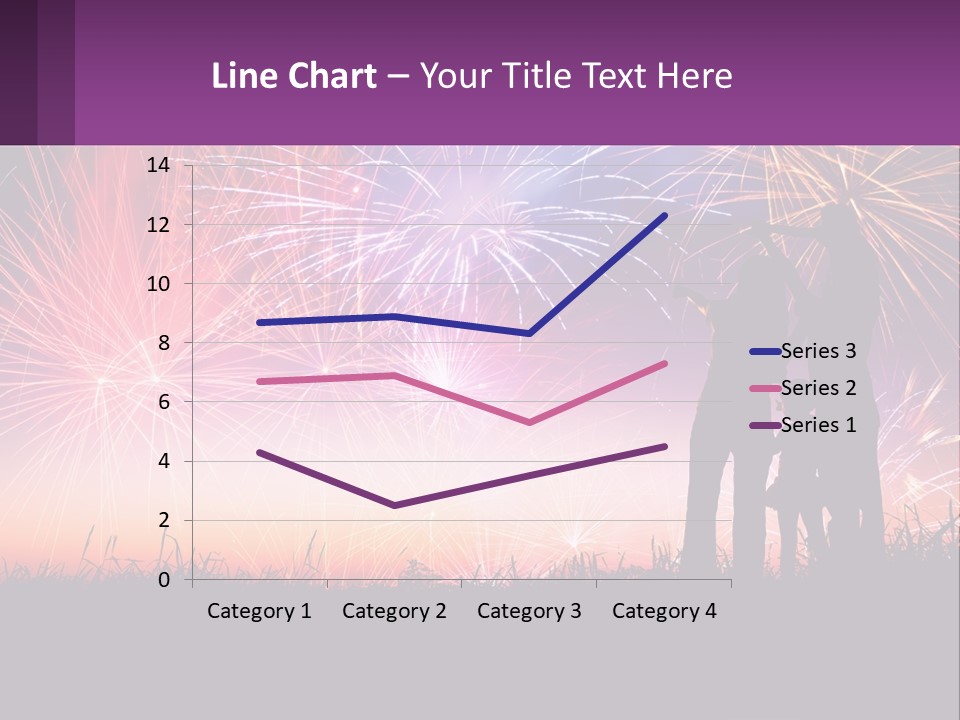 A Group Of People Standing Next To Each Other In Front Of Fireworks PowerPoint Template