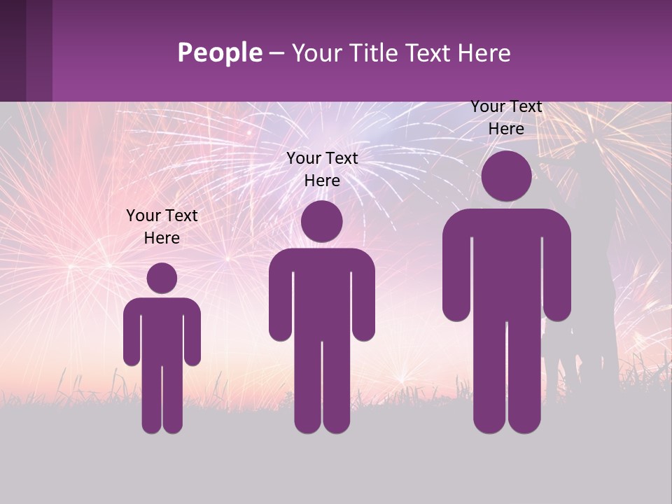 A Group Of People Standing Next To Each Other In Front Of Fireworks PowerPoint Template