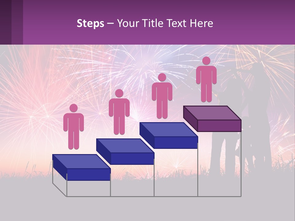 A Group Of People Standing Next To Each Other In Front Of Fireworks PowerPoint Template