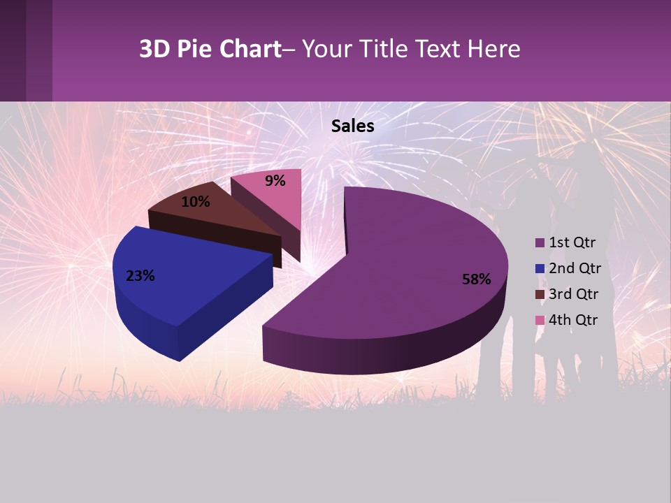 A Group Of People Standing Next To Each Other In Front Of Fireworks PowerPoint Template