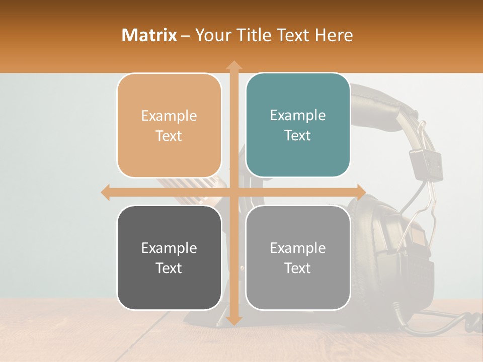 A Microphone And Headphones On A Wooden Table PowerPoint Template