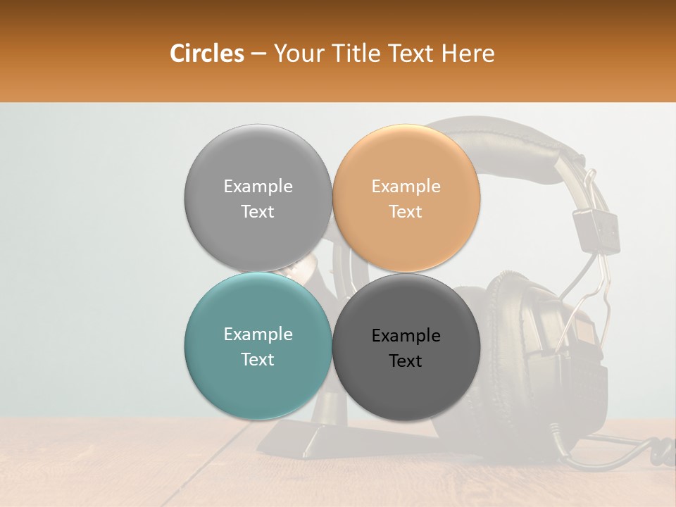 A Microphone And Headphones On A Wooden Table PowerPoint Template
