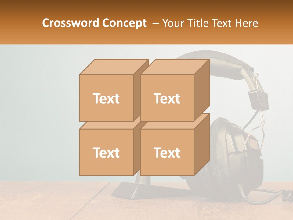 A Microphone And Headphones On A Wooden Table PowerPoint Template