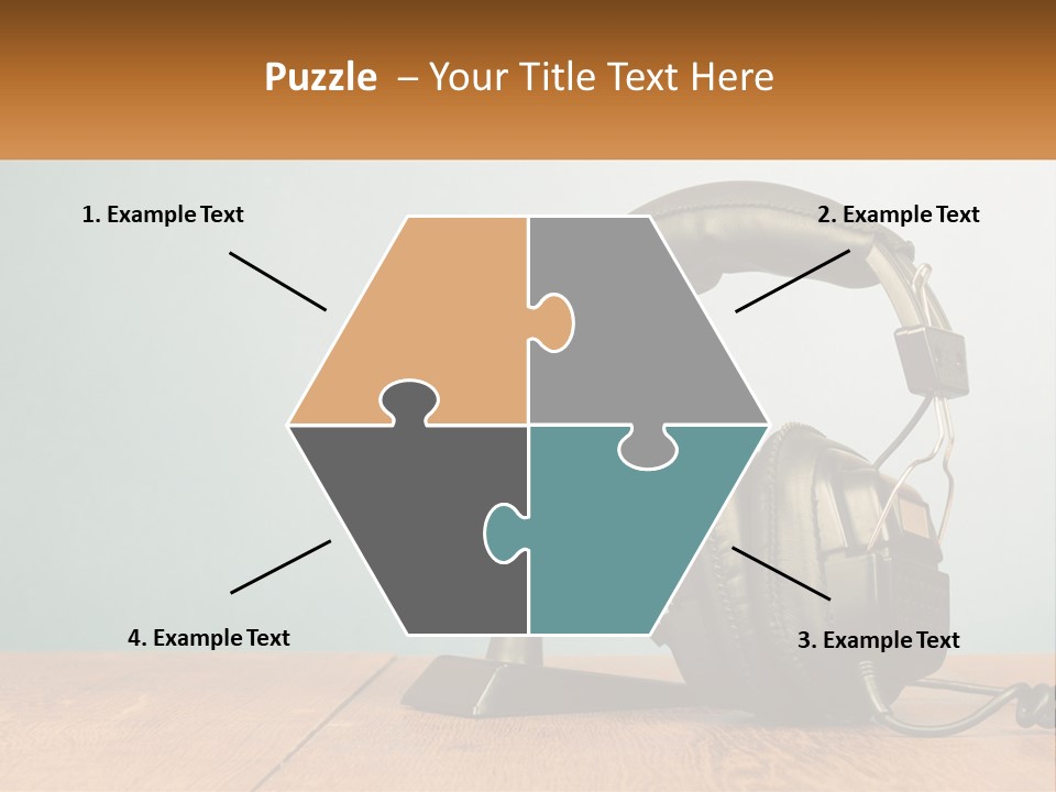 A Microphone And Headphones On A Wooden Table PowerPoint Template