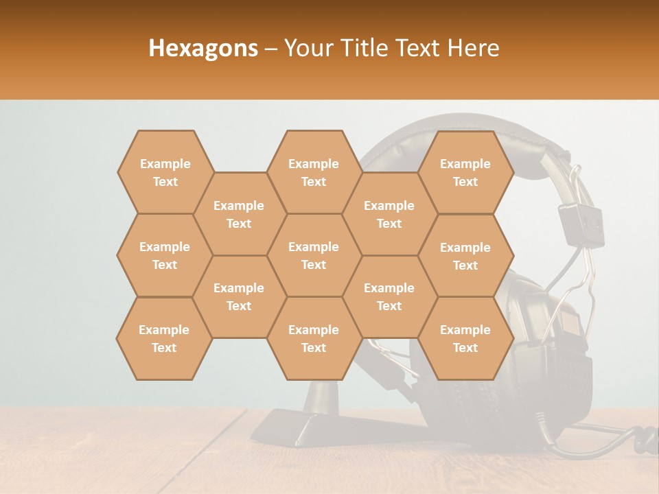 A Microphone And Headphones On A Wooden Table PowerPoint Template