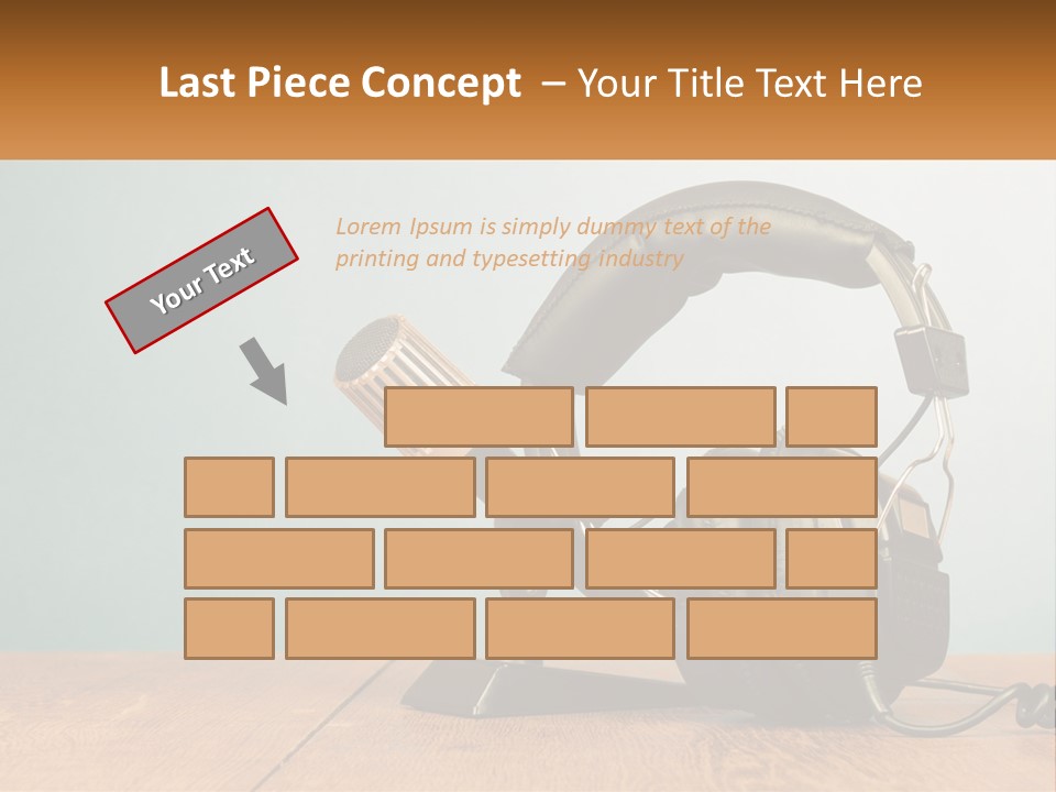 A Microphone And Headphones On A Wooden Table PowerPoint Template