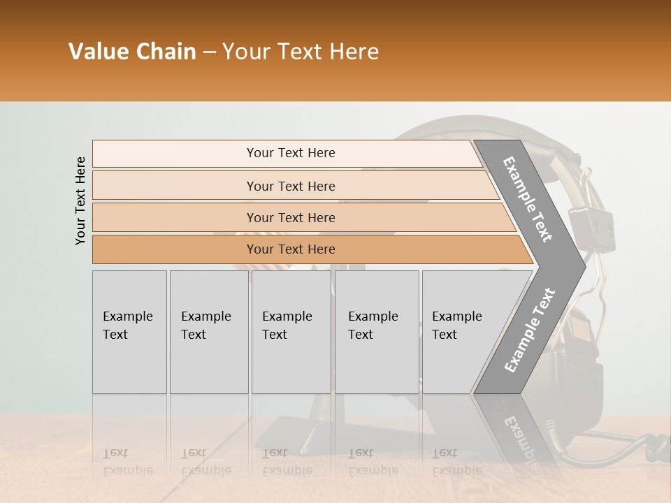 A Microphone And Headphones On A Wooden Table PowerPoint Template