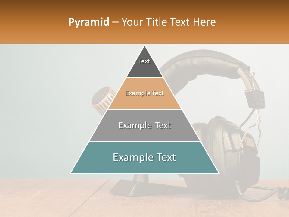 A Microphone And Headphones On A Wooden Table PowerPoint Template