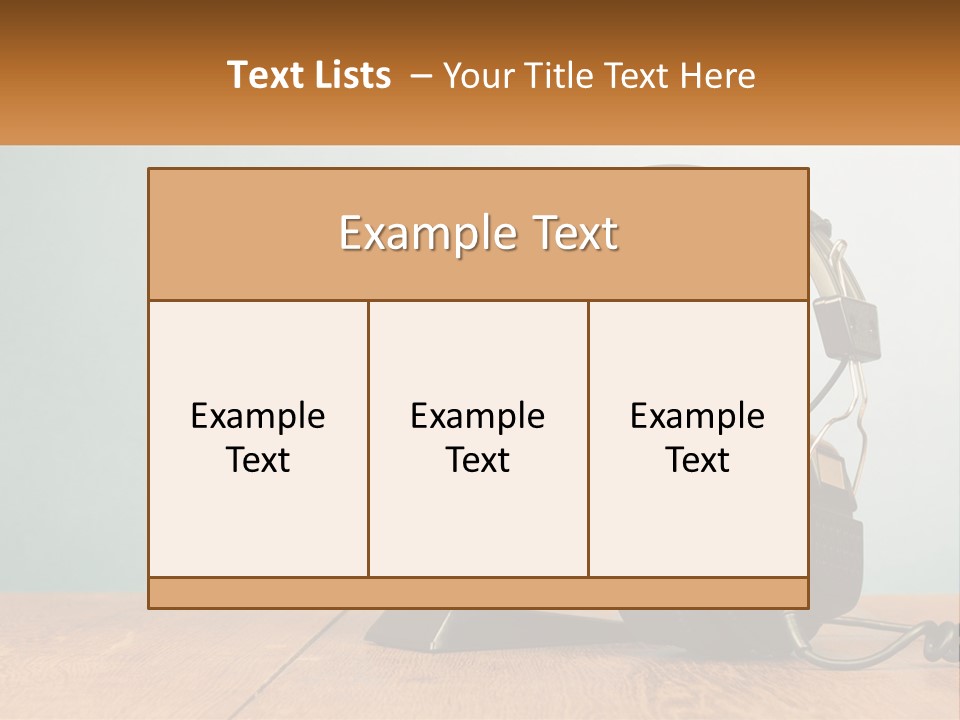 A Microphone And Headphones On A Wooden Table PowerPoint Template