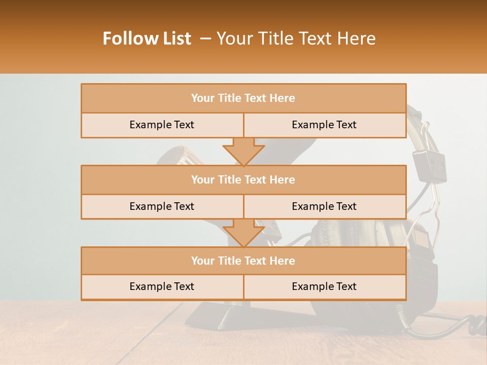 A Microphone And Headphones On A Wooden Table PowerPoint Template