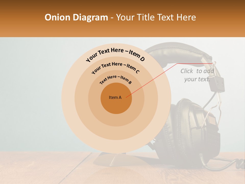 A Microphone And Headphones On A Wooden Table PowerPoint Template