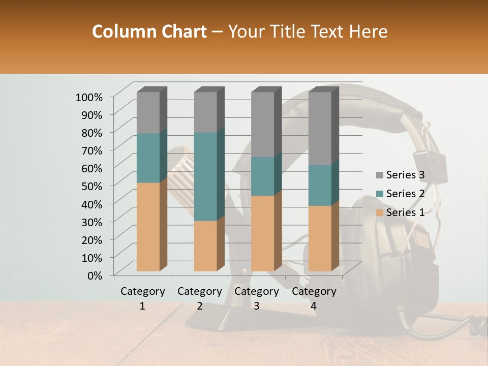 A Microphone And Headphones On A Wooden Table PowerPoint Template